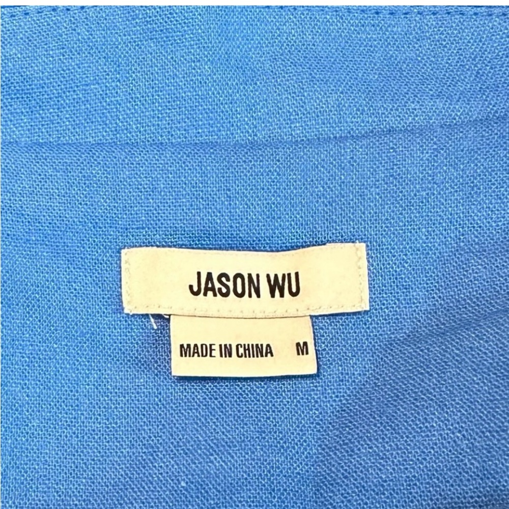 NWT Designer Jason Wu Cropped Linen Blazer, Blue, Medium - Picture 5 of 13
